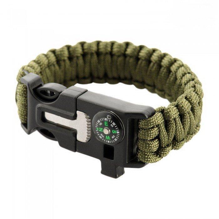 PARACORD БРАСЛІТ З ВИКОРОМ, КОМПАСОМ І СВІСТОМ ОЛІВА