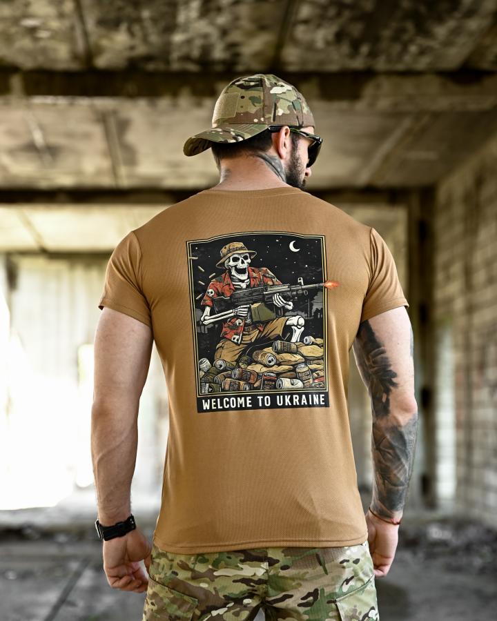 Футболка BORN OF WAR welcome to Ukraine кайот  ВТ4638