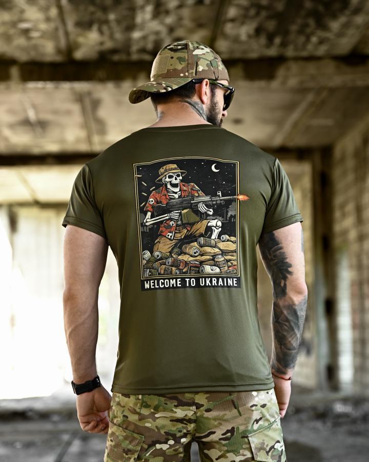 Футболка BORN OF WAR welcome to Ukraine олива   ВТ4639