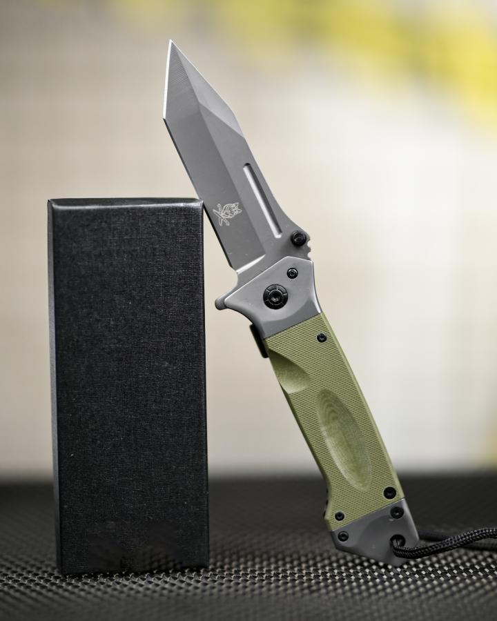 Ніж складаний інерційний Browning Tanto фліппер, олія G10+сталь, склобій, шнур ТР6764