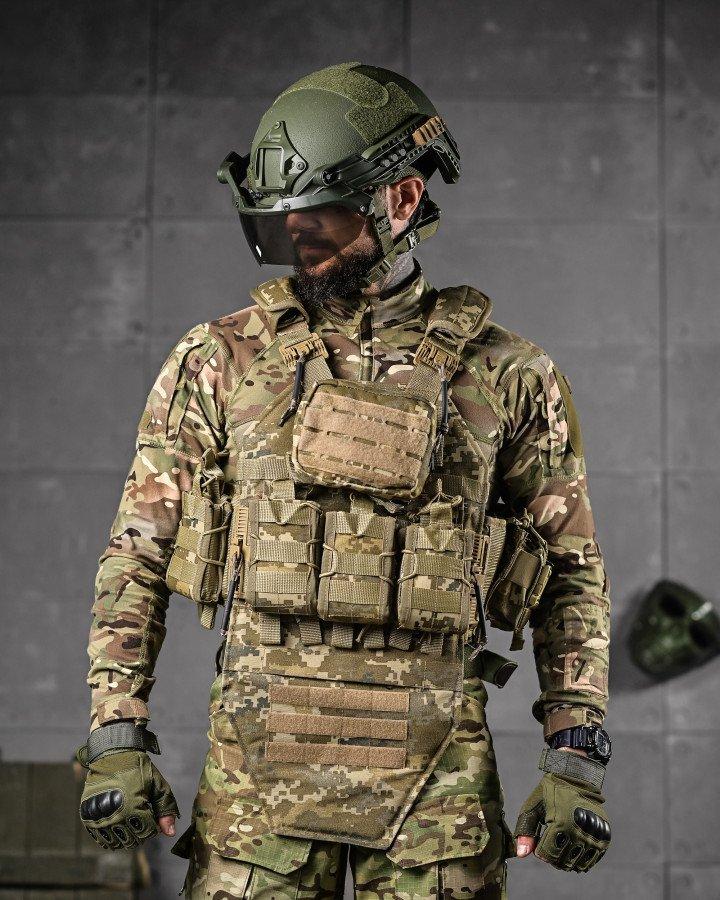 Плитоноска 4 швидких скидання з напашником Cordura піксель ДЛ63965