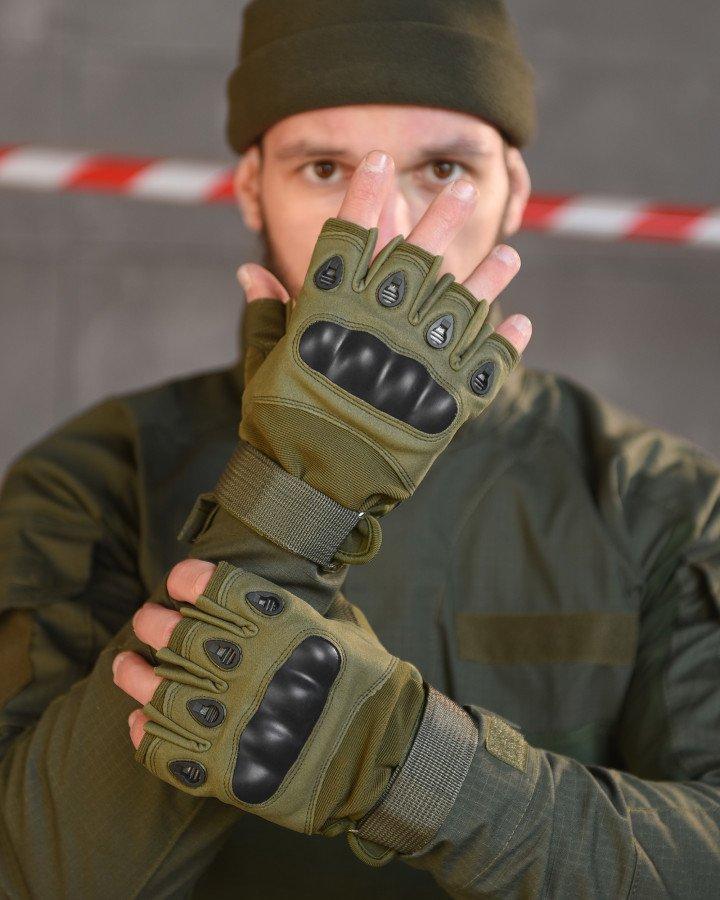 Безпалі тактичні рукавички TACT 11136 хакі