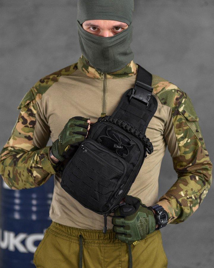 Тактична нагрудна сумка paracord МС8539 чорна
