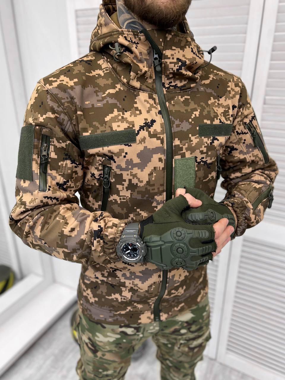 Демісезонна тактична куртка SOFT-SHELL Піксель