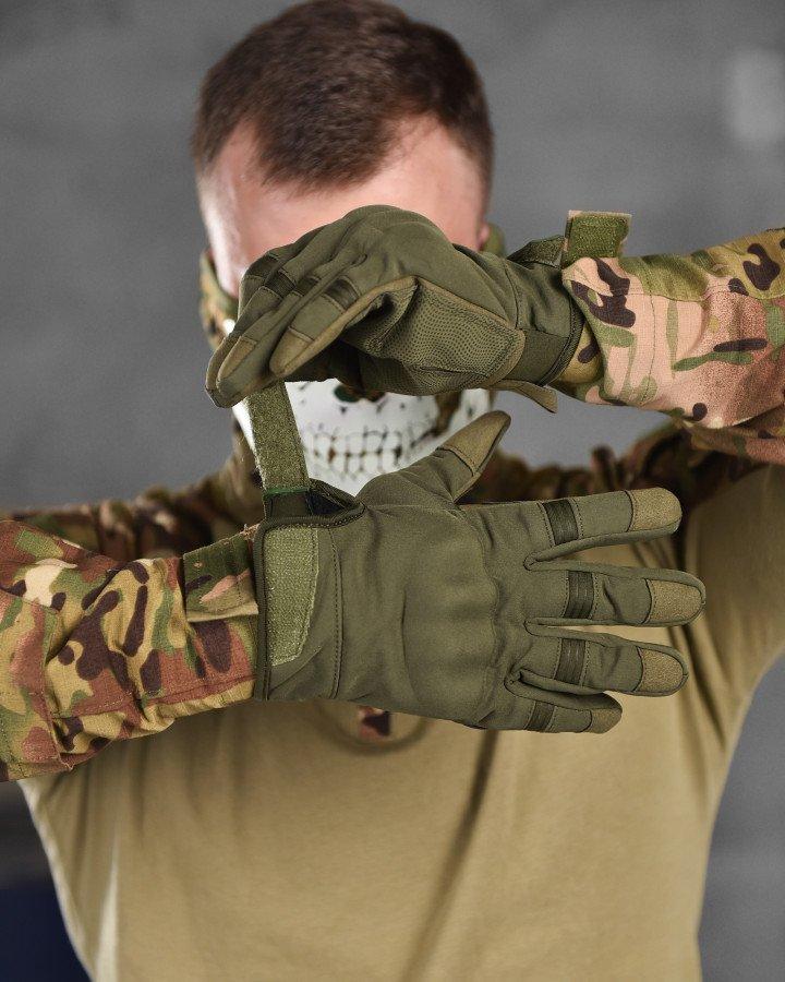 Зимові тактичні рукавички Softshell Olive