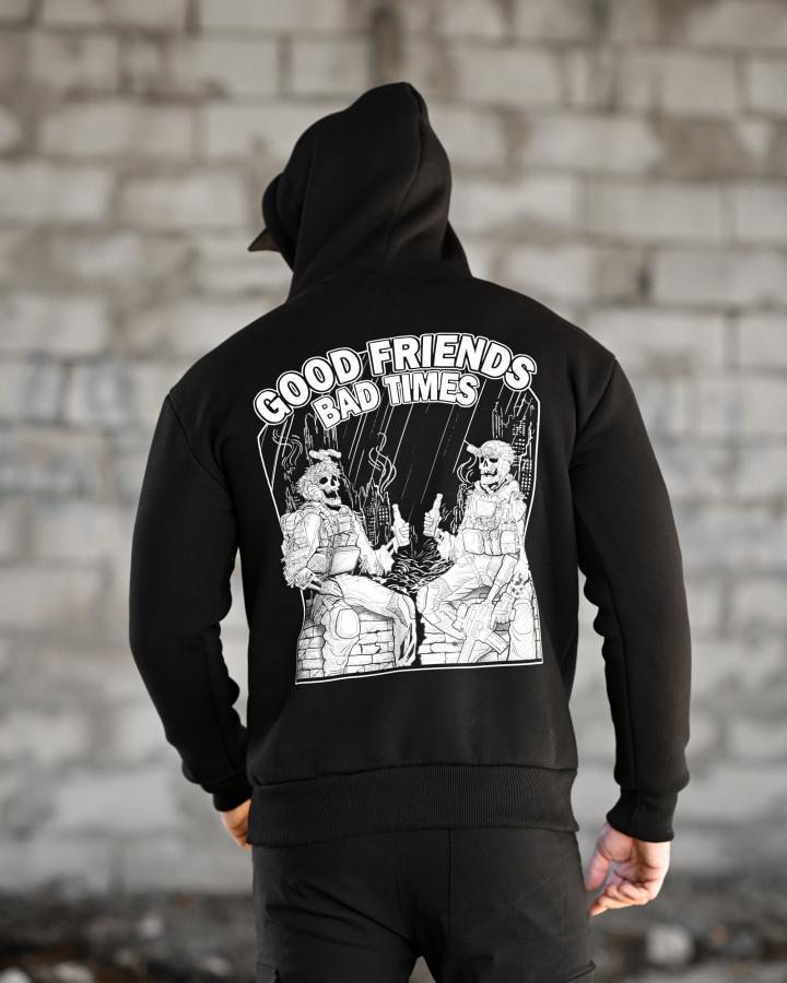 Мілітарі худі на флісі GENESIS Friends black ВТ6846