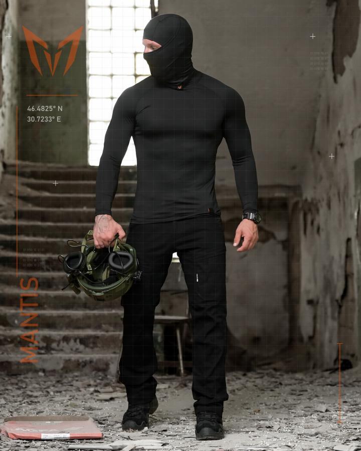 Тактичний лонгслів з балаклавою MANTIS® Phantom LS Combat Shirt - Black